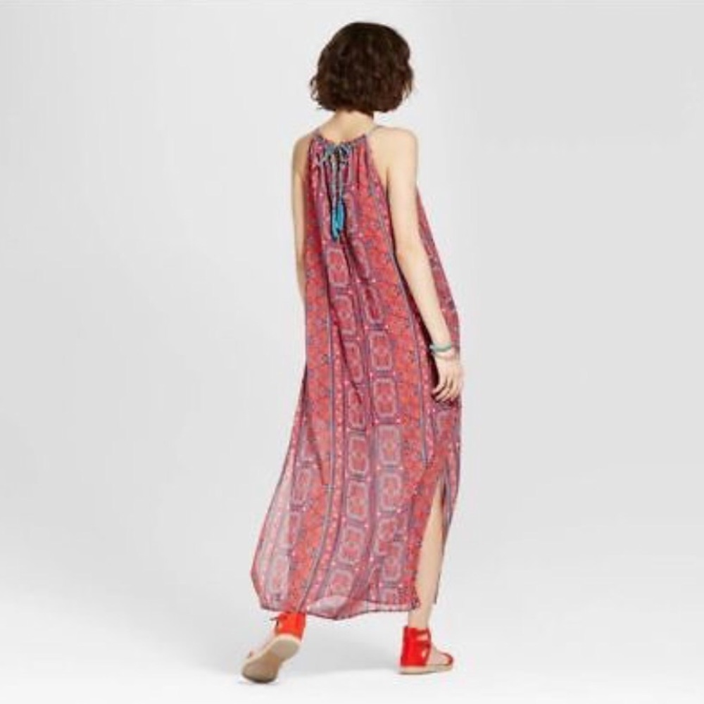 🚛 New-Beautiful Red Boho Print Maxi Dress - Picture 2 of 2